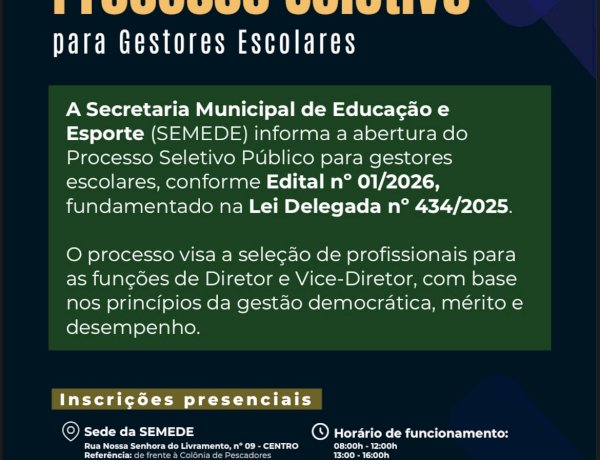 PROCESSO SELETIVO PARA GESTORES ESCOLARES