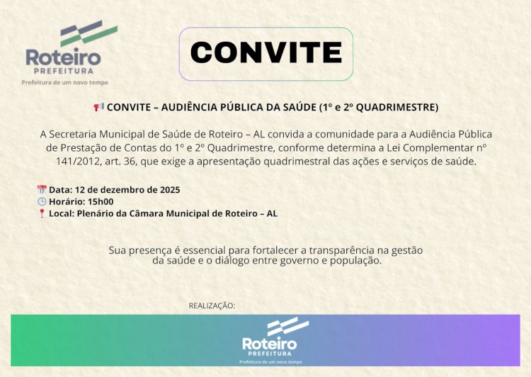 CONVITE - AUDIÊNCIA PÚBLICA DA SAÚDE (1º e 2º QUADRIMESTRE)